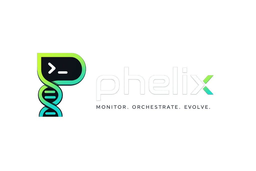 Phelix brand lockup — MONITOR. ORCHESTRATE. EVOLVE.